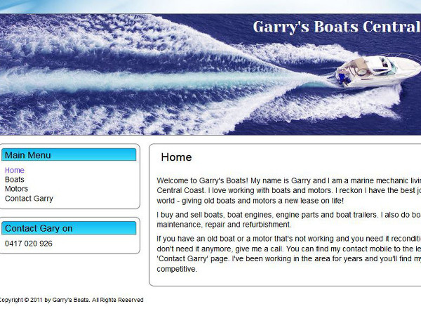 image of the front page of Garry's Boats